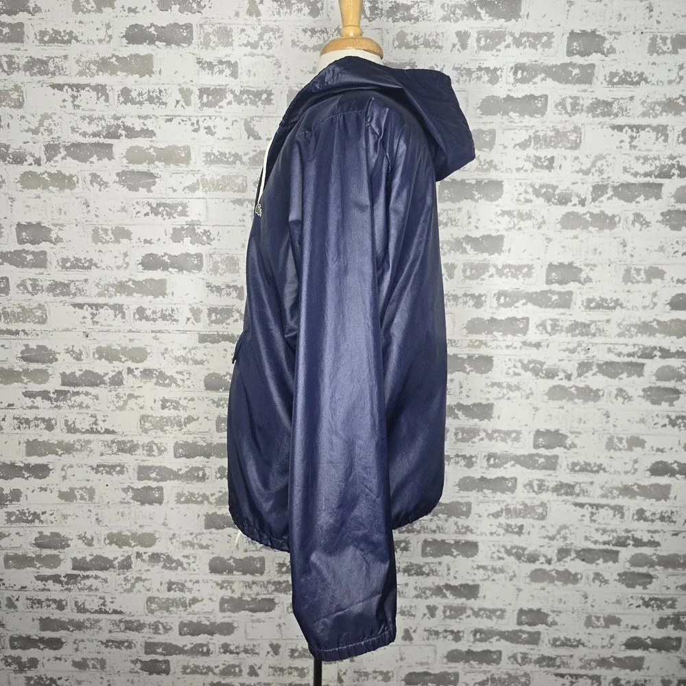Vintage Izod Lacoste Windbreaker Mens L‎ Navy Blue Nylon Anorak Pullover Hooded